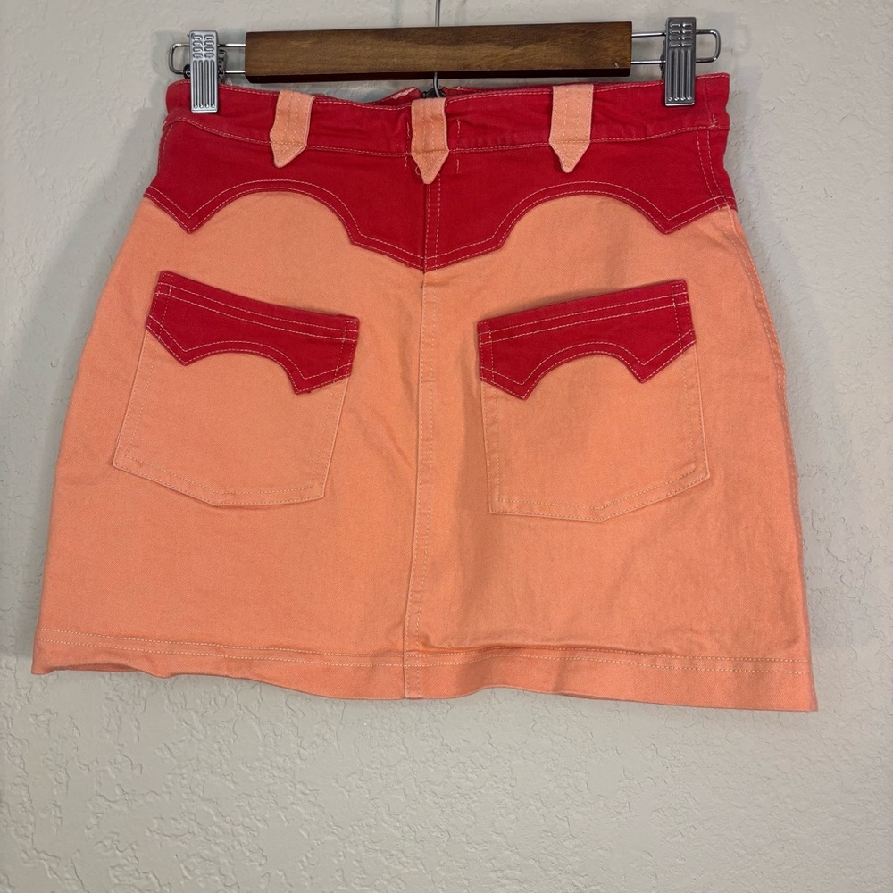 Urban Outfitters BDG Western Cowgirl Orange Red Mini Skirt Size S - Picture 5 of 10
